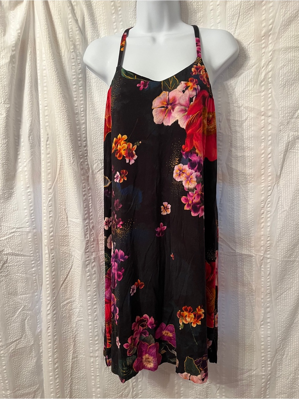 Soma Black and floral lace and racetrack sleeping gown dress size small